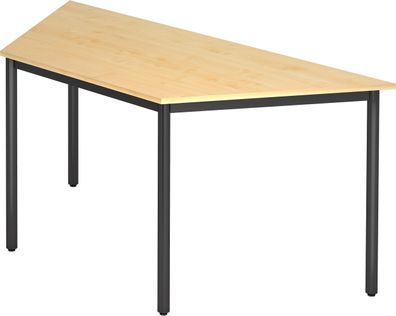 bümö Multifunktionstisch Ahorn, Tisch 160 x 69 cm, Tischfuß rund in schwarz - Tisch T