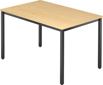 bümö Multifunktionstisch Ahorn, Tisch 120 x 80 cm, Tischfuß vierkant in schwarz - ein