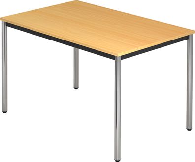 bümö Multifunktionstisch Buche, Tisch 120 x 80 cm, Tischfuß verchromt - einfacher Tis