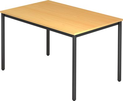 bümö Multifunktionstisch Buche, Tisch 120 x 80 cm, Tischfuß rund in schwarz - einfach