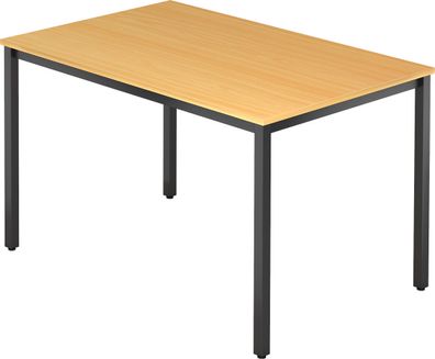 bümö Multifunktionstisch Buche, Tisch 120 x 80 cm, Tischfuß vierkant in schwarz - ein