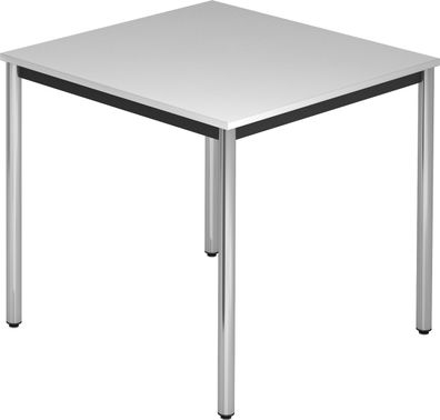 bümö Multifunktionstisch grau, Tisch 80 x 80 cm, Tischfuß verchromt - einfacher Tisch