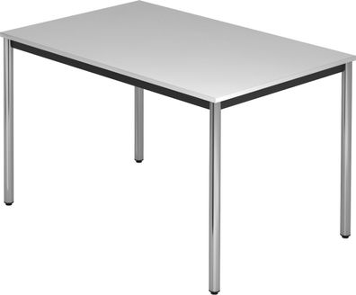bümö Multifunktionstisch grau, Tisch 120 x 80 cm, Tischfuß verchromt - einfacher Tisc