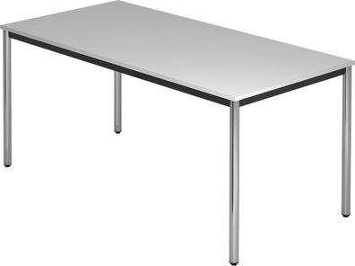 bümö Multifunktionstisch grau, Tisch 160 x 80 cm, Tischfuß verchromt - einfacher Tisc