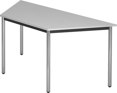 bümö Multifunktionstisch grau, Tisch 160 x 69 cm, Tischfuß verchromt - Tisch Trapez,