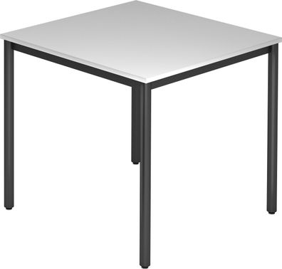 bümö Multifunktionstisch grau, Tisch 80 x 80 cm, Tischfuß rund in schwarz - einfacher