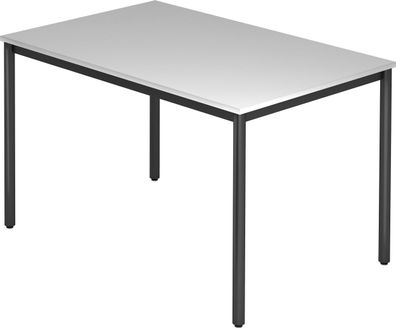 bümö Multifunktionstisch grau, Tisch 120 x 80 cm, Tischfuß rund in schwarz - einfache