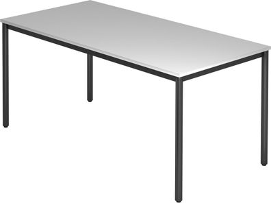 bümö Multifunktionstisch grau, Tisch 160 x 80 cm, Tischfuß rund in schwarz - einfache