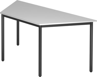 bümö Multifunktionstisch grau, Tisch 160 x 69 cm, Tischfuß rund in schwarz - Tisch Tr