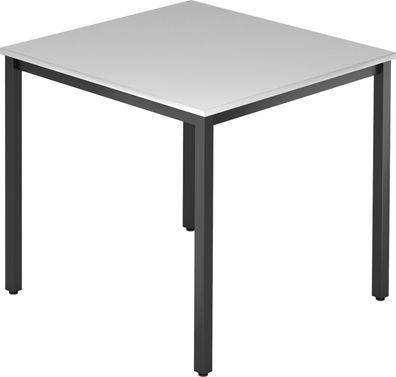 bümö Multifunktionstisch grau, Tisch 80 x 80 cm, Tischfuß vierkant in schwarz - einfa