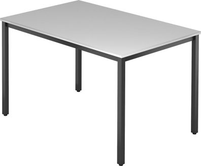 bümö Multifunktionstisch grau, Tisch 120 x 80 cm, Tischfuß vierkant in schwarz - einf