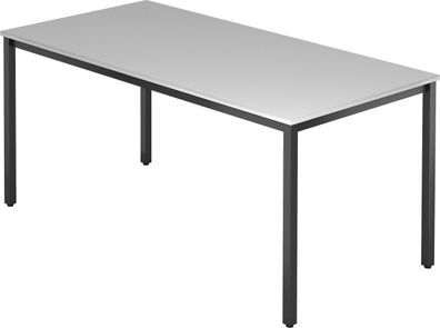 bümö Multifunktionstisch grau, Tisch 160 x 80 cm, Tischfuß vierkant in schwarz - einf