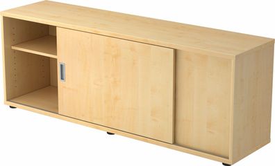 bümö Lowboard mit Schiebetür, Sideboard Ahorn - Büromöbel Sideboard Holz 160cm breit,