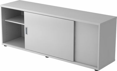 bümö Lowboard mit Schiebetür, Sideboard grau - Büromöbel Sideboard Holz 160cm breit,