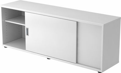 bümö Lowboard mit Schiebetür, Sideboard weiss - Büromöbel Sideboard Holz 160cm breit,