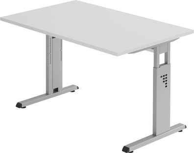 bümö höhenverstellbarer Schreibtisch O-Serie 120x80 cm in grau, Gestell in Silber - P