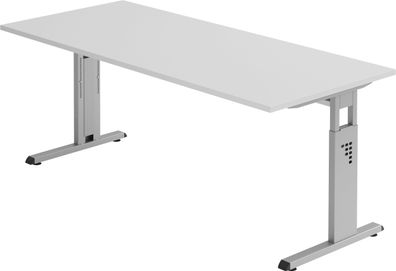 bümö höhenverstellbarer Schreibtisch O-Serie 180x80 cm in grau, Gestell in Silber - g
