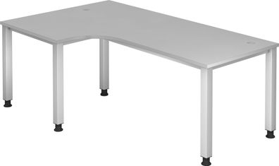 bümö manuell höhenverstellbarer Eckschreibtisch grau, Schreibtisch L Form 200x120 cm