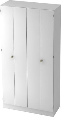 bümö office Aktenschrank mit Falttüren, Büroschrank 100cm breit in weiß - Ordnerschra