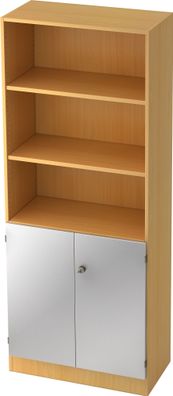 bümö office Regal-Aktenschrank abschließbar, Büroschrank groß aus FSC-Holz, 80cm brei