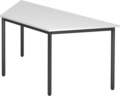 bümö Multifunktionstisch weiß, Tisch 160 x 69 cm, Tischfuß rund in schwarz - Tisch Tr