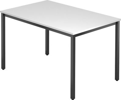 bümö Multifunktionstisch weiß, Tisch 120 x 80 cm, Tischfuß vierkant in schwarz - einf