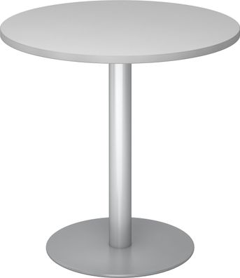 bümö Besprechungstisch, Esstisch klein, Tisch rund 80 cm - kleiner Esstisch grau, Run