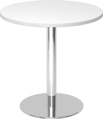 bümö Besprechungstisch, Esstisch klein, Tisch rund 80 cm - kleiner Esstisch weiß, Run