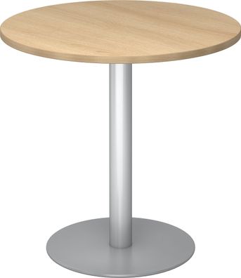 bümö Besprechungstisch, Esstisch klein, Tisch rund 80 cm - kleiner Esstisch Eiche, Ru