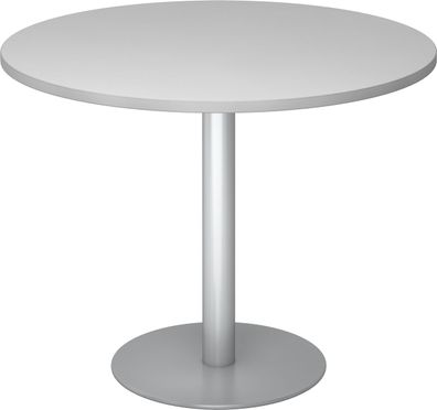 bümö Besprechungstisch, Esstisch klein, Tisch rund 100 cm - kleiner Esstisch grau, Ru