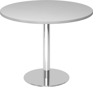 bümö Besprechungstisch, Esstisch klein, Tisch rund 100 cm - kleiner Esstisch grau, Ru