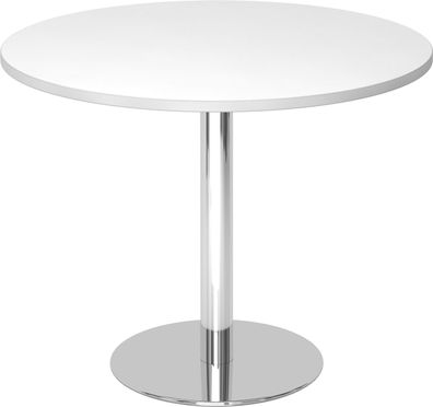 bümö Besprechungstisch, Esstisch klein, Tisch rund 100 cm - kleiner Esstisch weiß, Ru