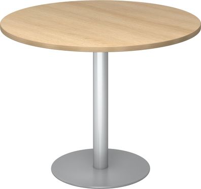 bümö Besprechungstisch, Esstisch klein, Tisch rund 100 cm - kleiner Esstisch Eiche, R