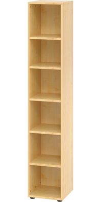 bümö Regal Ahorn, Standregal aus Holz für 6 Ordnerhöhen - Bücherregal groß 40 cm schm