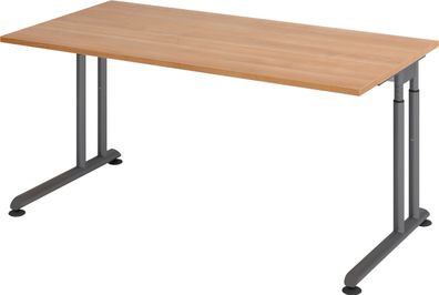 bümö höhenverstellbarer Schreibtisch Z-Serie 160x80 cm in Nussbaum, Gestell in Graphi