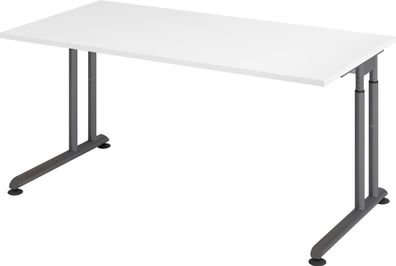 bümö höhenverstellbarer Schreibtisch Z-Serie 160x80 cm in weiß, Gestell in Graphit -