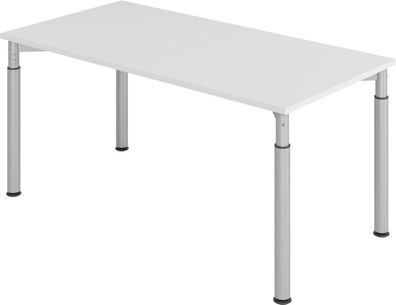 bümö höhenverstellbarer Schreibtisch 160x80 cm in grau, Gestell silber - PC Tisch höh