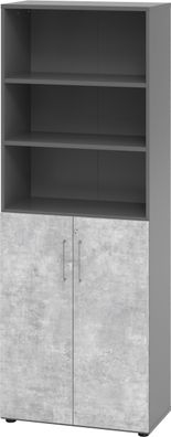 bümö Aktenregal & Schrank abschließbar, Büroschrank Regal Kombination Holz 80cm breit