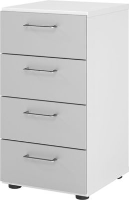 bümö smart Schubladenschrank mit 4 Schüben in Weiß/ Silber