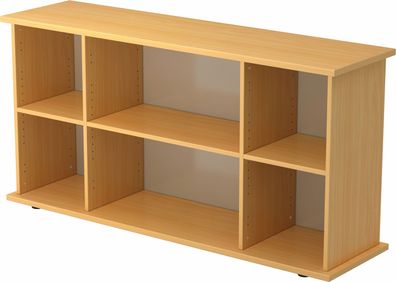 bümö Regal-Sideboard Buche, Büro Standregal & Kommode für 2 Ordnerreihen - Bücherrega