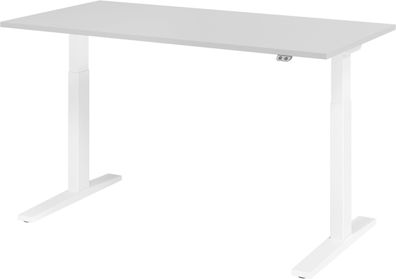 bümö elektrisch höhenverstellbarer Schreibtisch 160x80 cm in grau, Gestell weiß - Sch