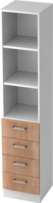 bümö office Aktenschrank Regal mit Schubladen, Büroschrank schmal aus FSC-Holz, 40cm