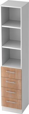 bümö office Aktenschrank Regal mit Schubladen, Büroschrank schmal aus FSC-Holz, 40cm