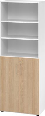 bümö Aktenregal & Schrank abschließbar, Büroschrank Regal Kombination Holz 80cm breit