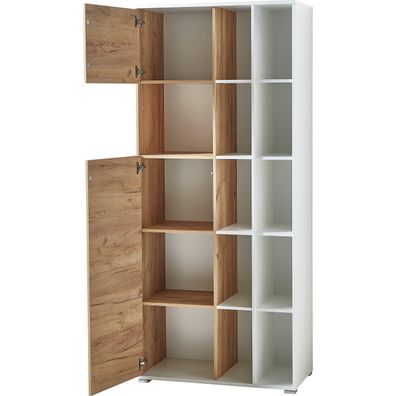 bümö Homy Aktenschrank & Regal Kombination, Büroschrank groß aus Holz 85cm breit in W