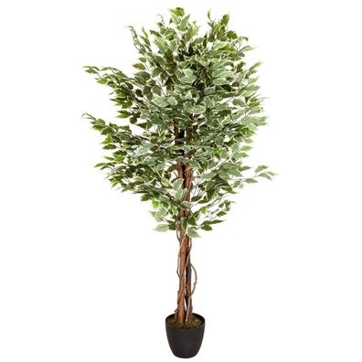 bümö plants Ficus Kunstbaum - Täuschend echte Birkenfeige, geruchlose Premium Kunstpf