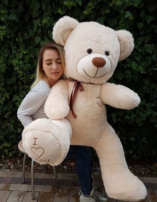 Großer Teddybär 160cm | XXL Kuscheltier | Farbe Beige