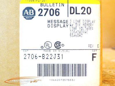 Allen Bradley 2706-B22J31 DL20 2-line Message Display - ungebraucht! -