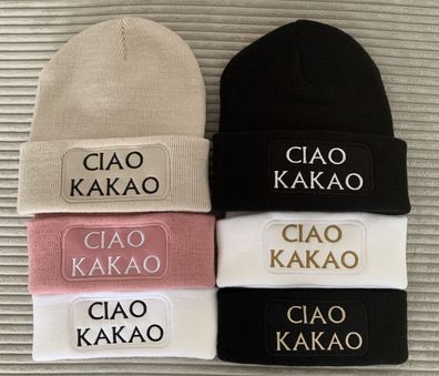 Beanie Mütze Personalisiert mit CIAO KAKAO bestickt für Kinder, Männer, Frauen Unisex