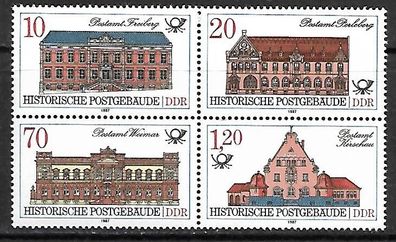 DDR postfrisch Viererblock Michel-Nummer 3067-3070